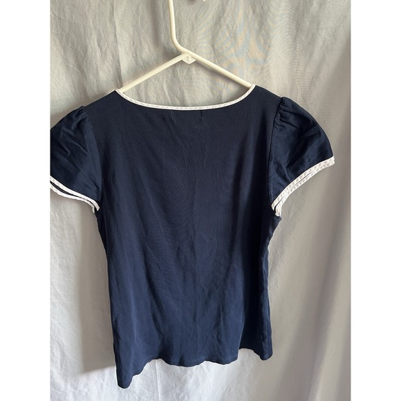 Lauren Ralph Loren‎ XL Top Cap Sleeve Navy w/ White Trim - Picture 2 of 5
